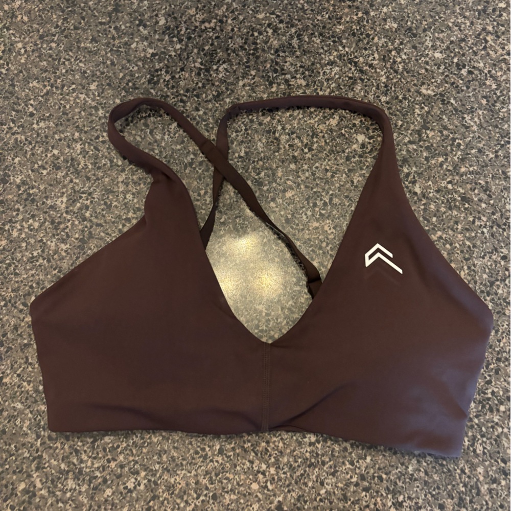 Oner Active Women's Sports Bra in Dark Brown with White Logo